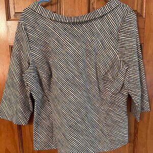 Boden Black and White Striped Blouse